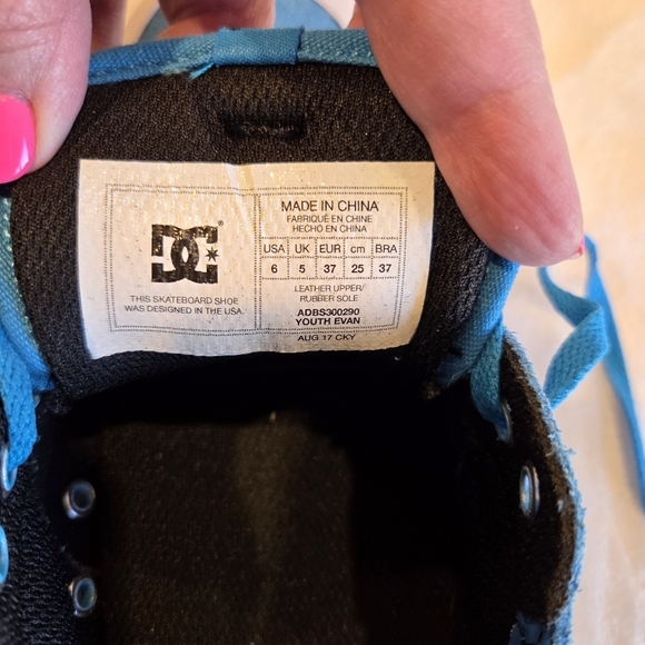DC Youths Evan Boys Aqua Blue Leather Skateboard Shoes Sneakers Sz 6 Eu 37 Low - Picture 4 of 14